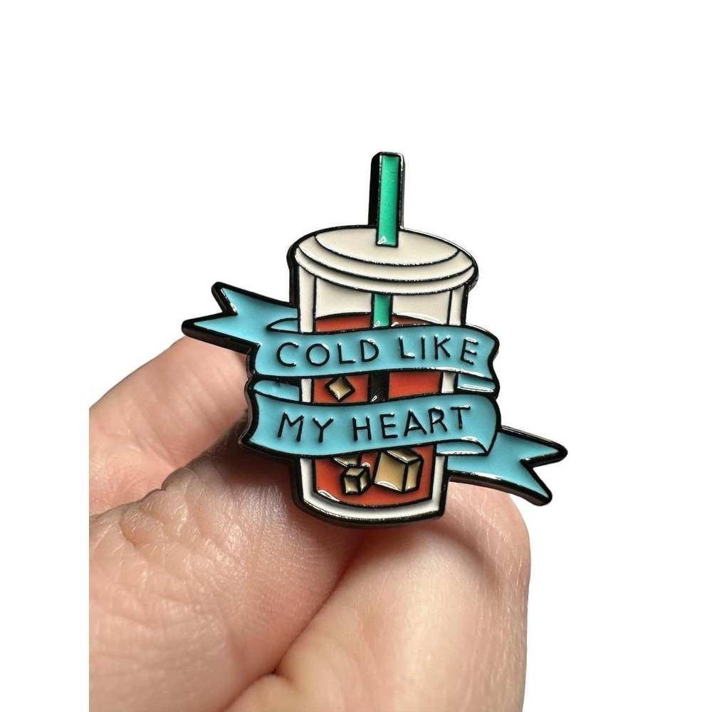 Cold Like My Heart Iced Coffee pin teacher gift sarcastic lapel badge funny gift